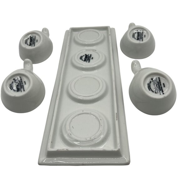 Pier 1 Imports Porcelain Tray Spoons Tasting Set Of 5 Holiday Server Sauce Dish - Picture 9 of 13